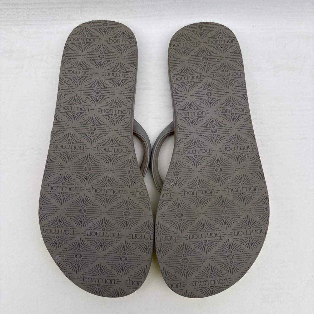 Hari Mari Women's Vegan Meadows Asana Light Gray Yellow Multi Flip Flops Size 8 - Picture 8 of 8